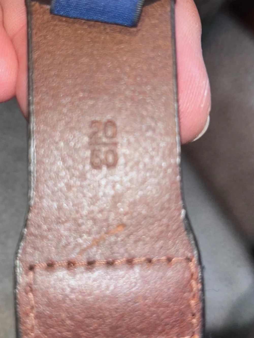 Polo Ralph Lauren Youth belt rich brown leather blue canvas cotton 20